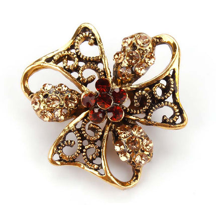 Vintage Crystal Flower Shaped Brooches - Wnkrs