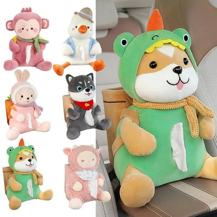 Adorable Animal Car Tissue and Trash Holder - Multifunctional Car Accessory - Wnkrs