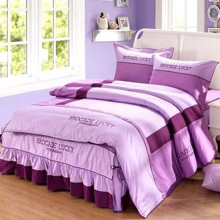 Solid color cotton bed skirt set of four - Wnkrs