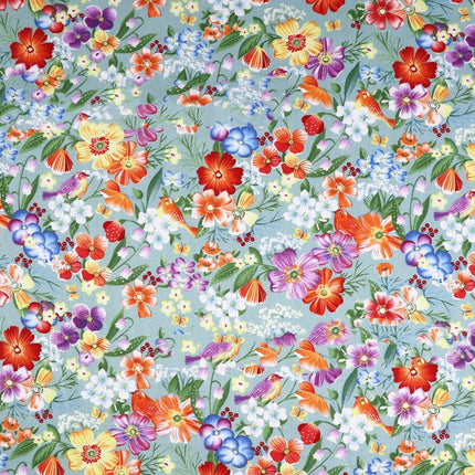 Plant Flower Small Clear Floral Twill Cotton Fabric - Wnkrs