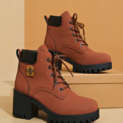 Bottes Martin à talon compensé grande taille, semelle épaisse, style tendance et facile à assortir