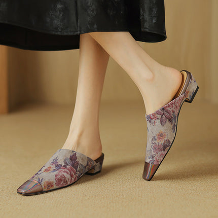 Elegant Suede Mule Slippers with Square Heel