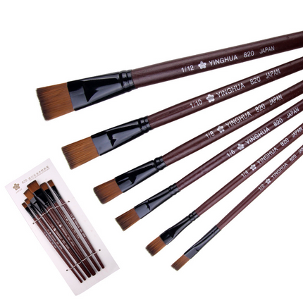 Wooden Handle Oil Paint Brush 6 Pcs Set