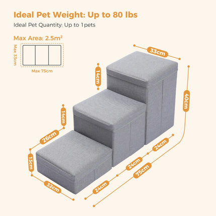 Escalera plegable 2 en 1 para mascotas y almacenamiento de perros y cachorros