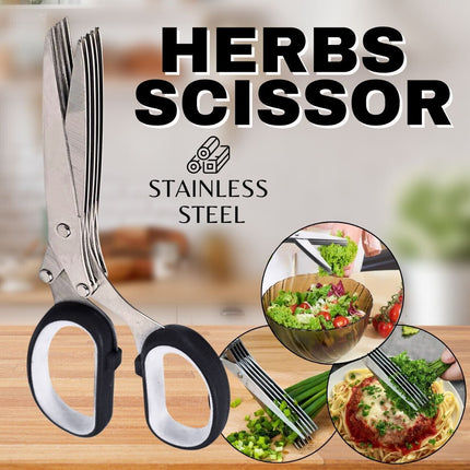 Herb Scissors Set With 5 Blades And Cover - Multipurpose Kitchen Chopping Shear - Wnkrs