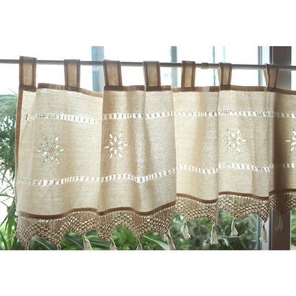 Old Coarse Cotton Linen Crochet Coffee Rod Curtain - Wnkrs