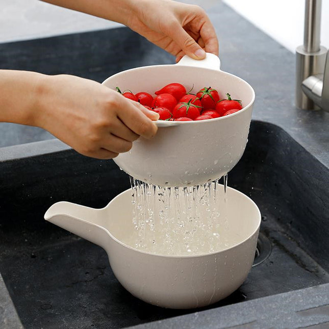 Bamboo Fiber Double-layer Vegetable Sink Drain Basket - Wnkrs