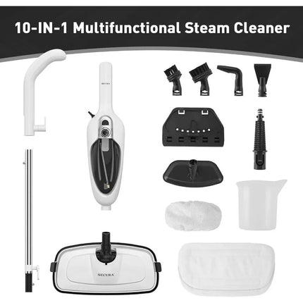 10-in-1 Steam Mop Detachable Steam Cleaner with 3 Microfiber Mop Pads – Multifunctional Floor Steamer