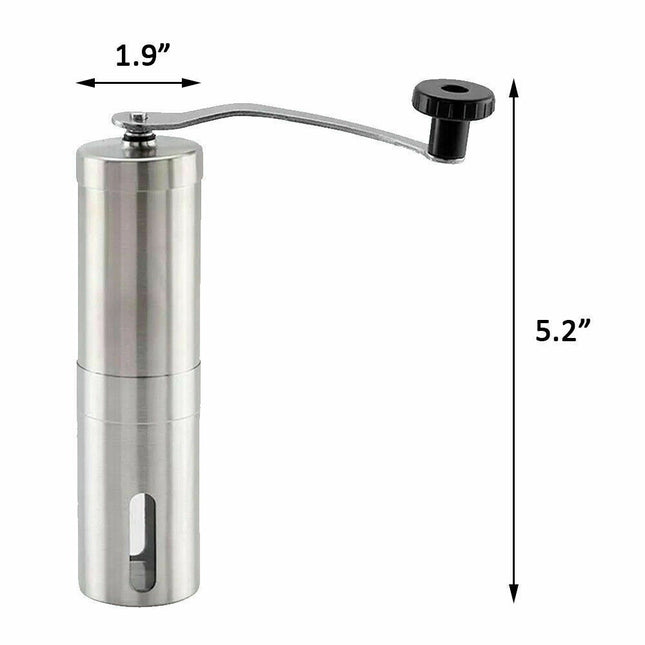 Home Portable Manual Coffee Grinder Stainless Steel with Ceramic Burr Bean Mill - Wnkrs