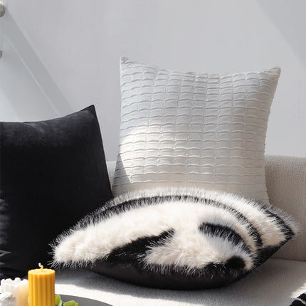 Housse de coussin minimaliste italienne noire et blanche – Taie d'oreiller de luxe douce