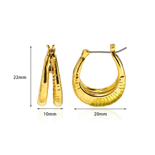 Pendientes de aro de acero inoxidable de color dorado