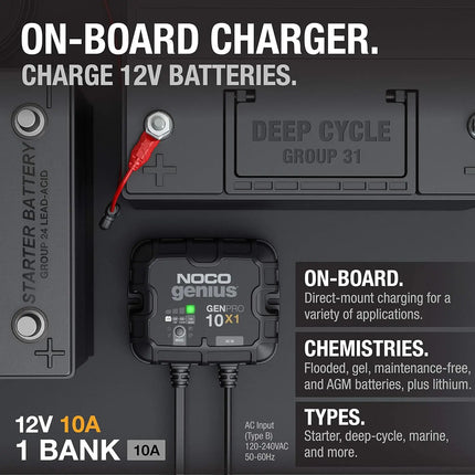 Chargeur de batterie marin intelligent 1 banque 10 A