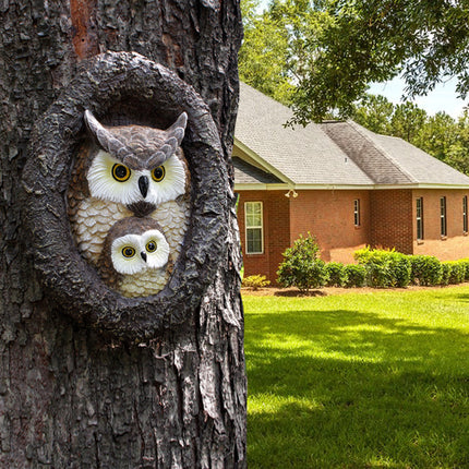 Ornement en résine à suspendre en forme de hibou mignon pour le jardin