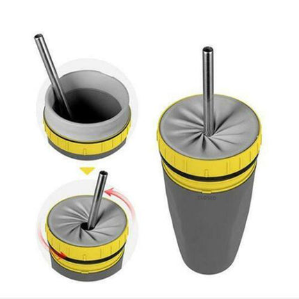 No Cover Twist Cup Travel Portable Cup Double Insulation Tumbler Straw Sippy Water Bottles Portable For Children Adults - Wnkrs