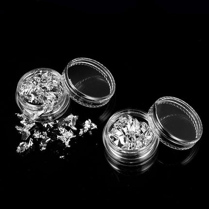 Lot de 12 pots de paillettes dorées et argentées pour nail art