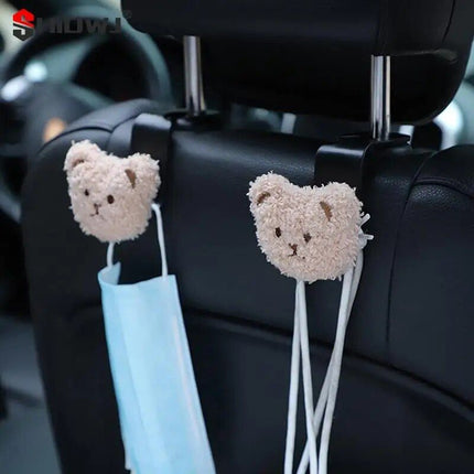 Cute Plush Bear Car Seat Back Hook with Decorative Pendant - Wnkrs