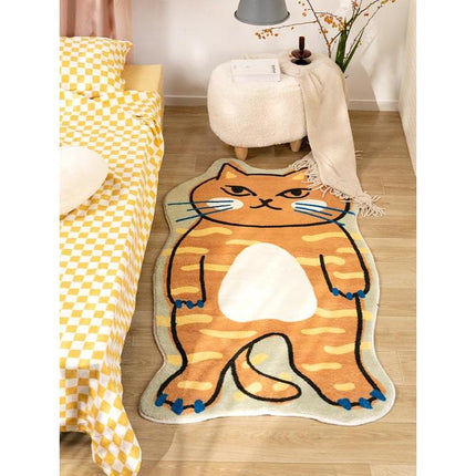 Alfombras decorativas para sala de estar con dibujos animados: diseño de gato adorable