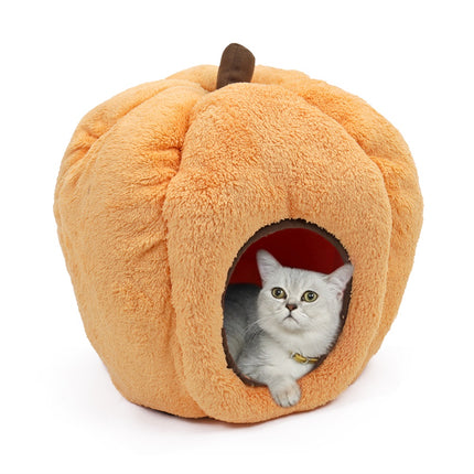 Cama de invierno para perros con forma de calabaza