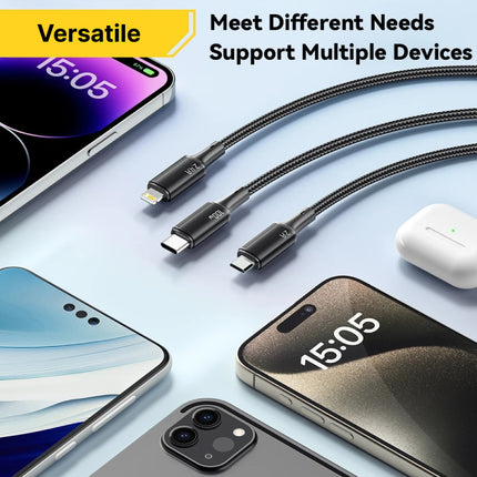 Cable de carga rápida Lightning USB C a tipo C 3 en 1 de 100 W