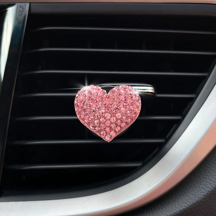 Colorful Heart-Shaped Rhinestone Car Perfume Clip - Wnkrs