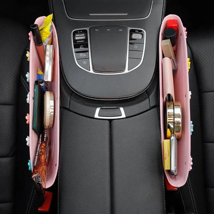 Pink & Black Faux Leather Car Seat Gap Organizer - Wnkrs