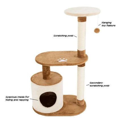 3-Tier Indoor Cat Tree with Condo, Scratching Posts & Perches - Wnkrs