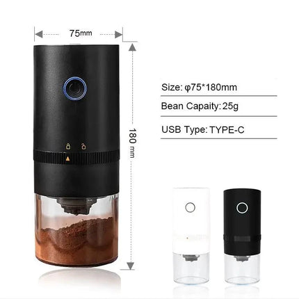 Portable Electric Coffee Grinder with USB Type-C Charging & Ceramic Burr