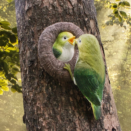 Charmante décoration de jardin en résine représentant un oiseau qui allaite