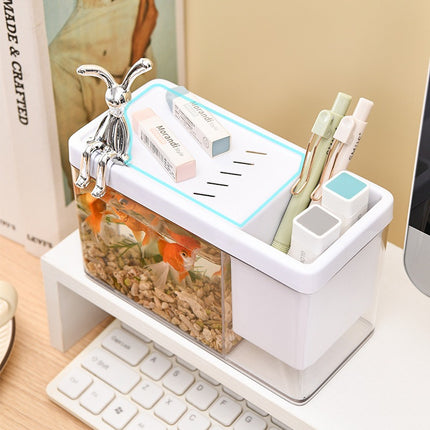 Mini acuario de escritorio con portalápices