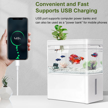 Acuario compacto con USB Aquascape, iluminación LED ajustable y filtración automática