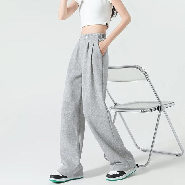 Pantalon de survêtement gris à taille haute et jambes larges