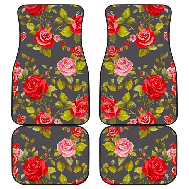 Rose-Blush Floral Car Floor Mats Set (4PCs) - Wnkrs