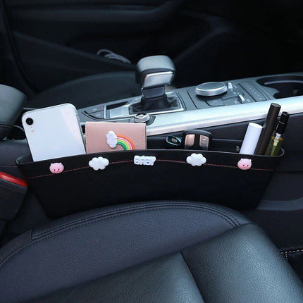 Pink & Black Faux Leather Car Seat Gap Organizer - Wnkrs