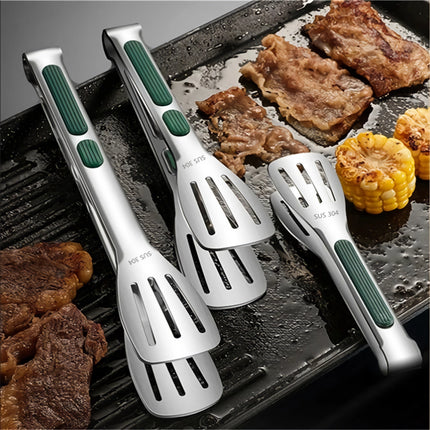 Pinzas de acero inoxidable antideslizantes para alimentos para barbacoa, ensaladas y pan