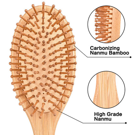 Cepillo para el cabello con cojín de madera de bambú