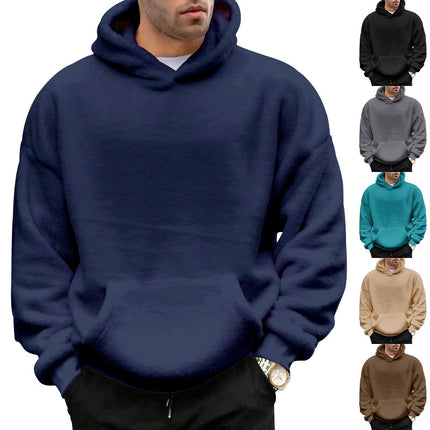 Sweat à capuche en velours double face pour homme, avec poches