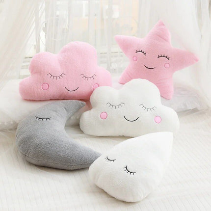 Nice Stuffed Cloud Moon Star Raindrop Plush Pillow - Wnkrs