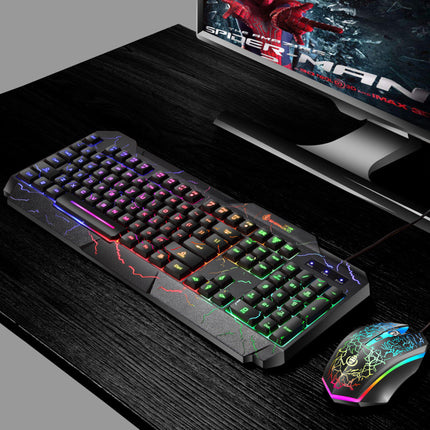 Burst Office Gaming Keyboard & Mouse Set - Mechanical Feel, Luminous Multicolor Backlit