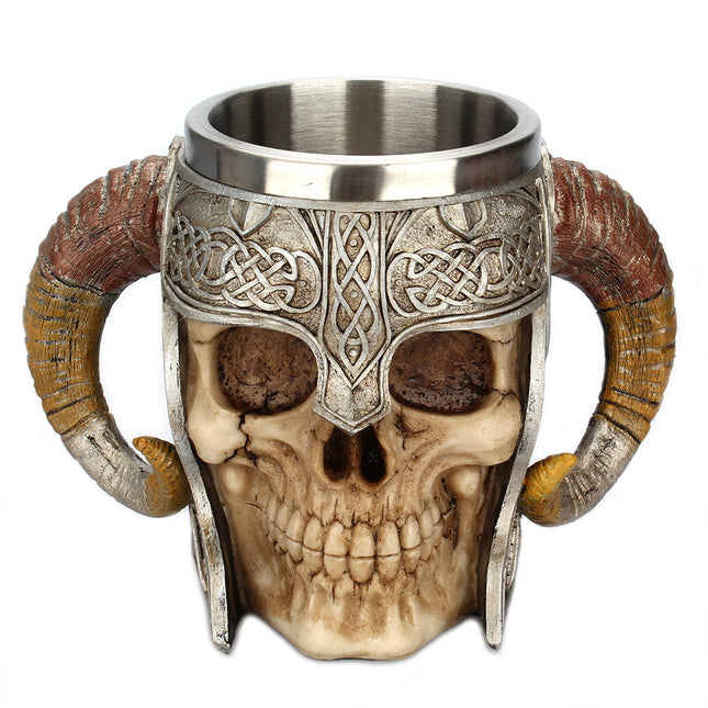 Stainless Steel Horns Helmet Skull Coffee Mug - Wnkrs