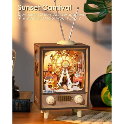 3D Wooden Sunset Carnival Music Box with Light - Wnkrs