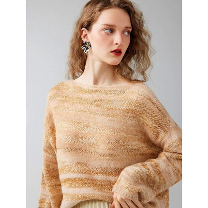 Suéter de mezcla de lana de alpaca de gran tamaño para mujer, otoño/invierno