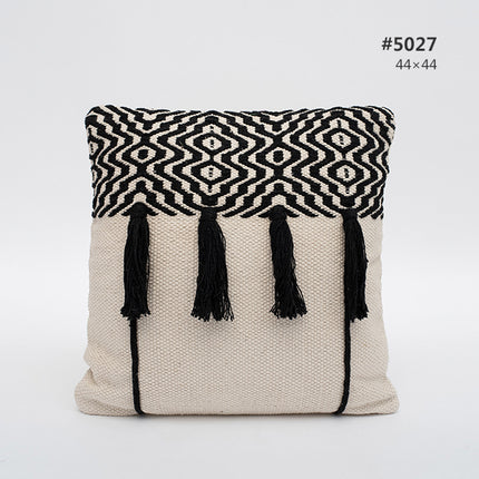 Pure Cotton Knitting Tassel Stripe Pillow - Wnkrs