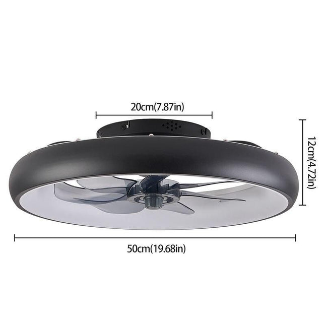 Modern Black LED Ceiling Fan with Dimmable Chandelier - Wnkrs