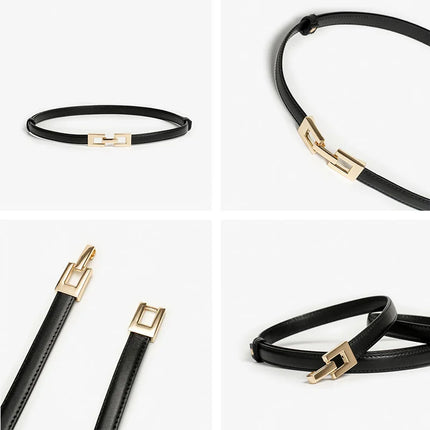 Ceinture fine en cuir véritable pour femme - Accessoire décontracté et élégant pour jeans et robes