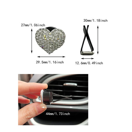 Colorful Heart-Shaped Rhinestone Car Perfume Clip - Wnkrs