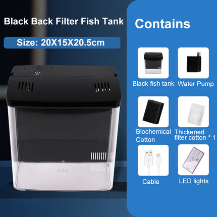 Acuario compacto con luz LED y filtro trasero autocirculante