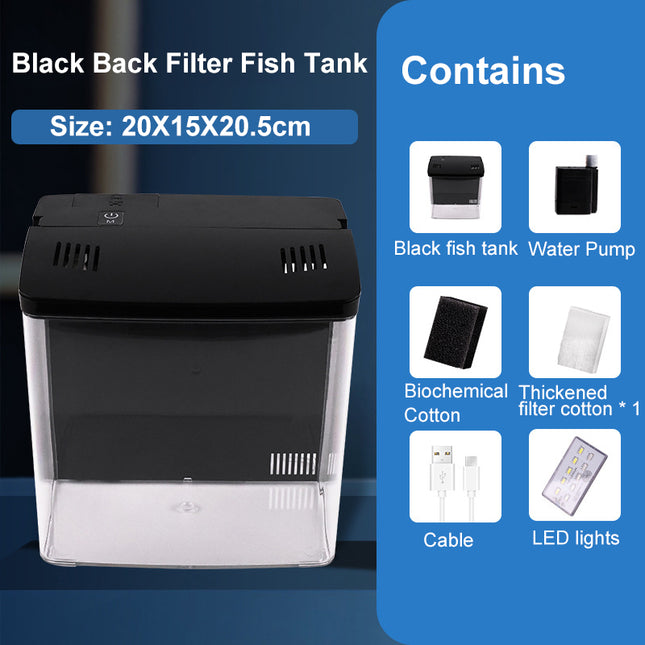 Aquarium compact à LED avec filtre arrière à circulation automatique