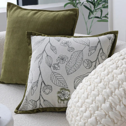 Housse de coussin de luxe légère vert crème 45x45cm – Taie d'oreiller décorative en jacquard