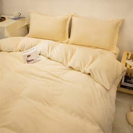 Four-piece Plush Double-sided Fleece Warm Yellow Duvet Cover - Wnkrs