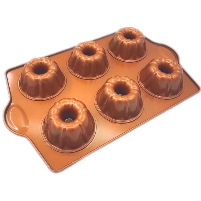 Original Mini Fluted Tube Pan - 6 Cavity Toxic Free NONSTICK Pan - Organic Environmental Friendly Premium Coating - Durable Quality - Mini Fluted Tube Pan - Wnkrs